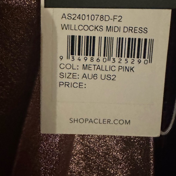 Acler Willcocks Midi Dress, Size US2, Color Metallic mauve - Picture 6 of 6